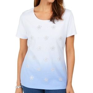 NWT Karen Scott Daisy Shine Scoop Neck Top